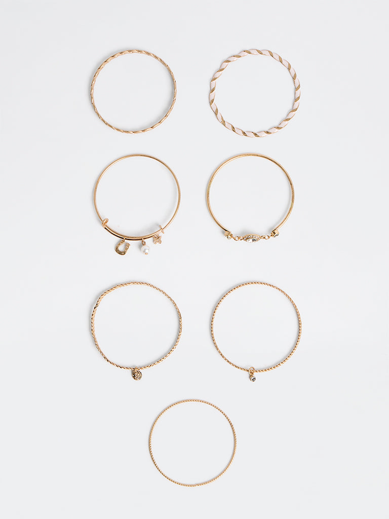 Westside Accessories Gold Multi-Design Bangles - Pack of 7