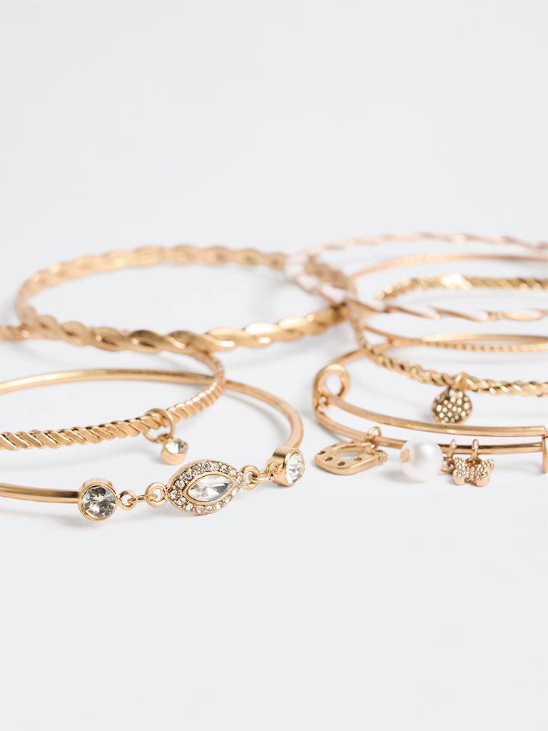 Westside Accessories Gold Multi-Design Bangles - Pack of 7