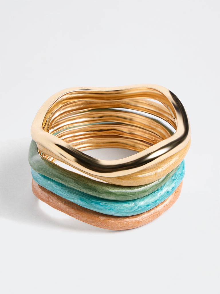 Westside Accessories Multicolour Wavy Bangles - Pack of 5
