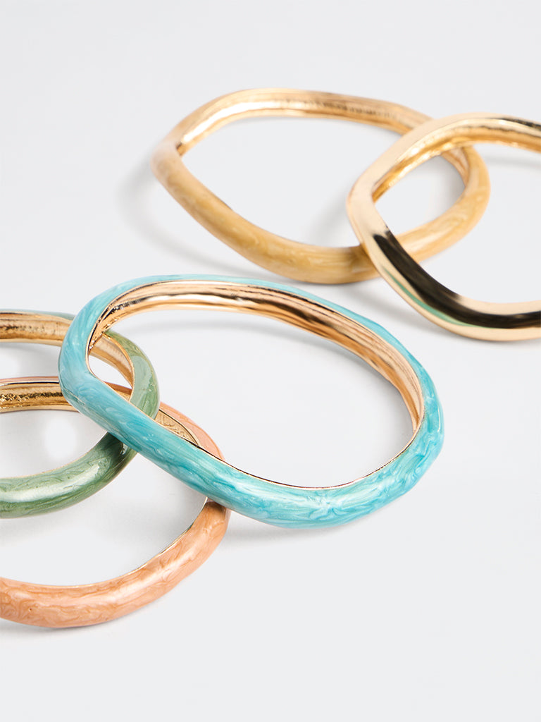 Westside Accessories Multicolour Wavy Bangles - Pack of 5