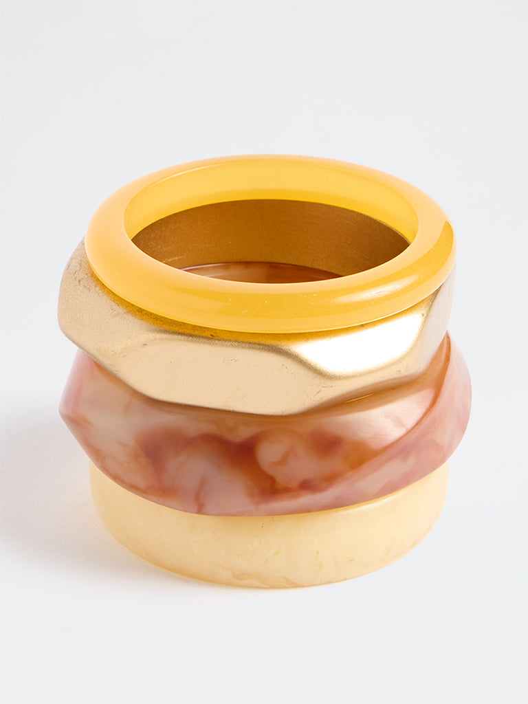 Westside Accessories Multicolour Resin and Metal Bangles - Pack of 4