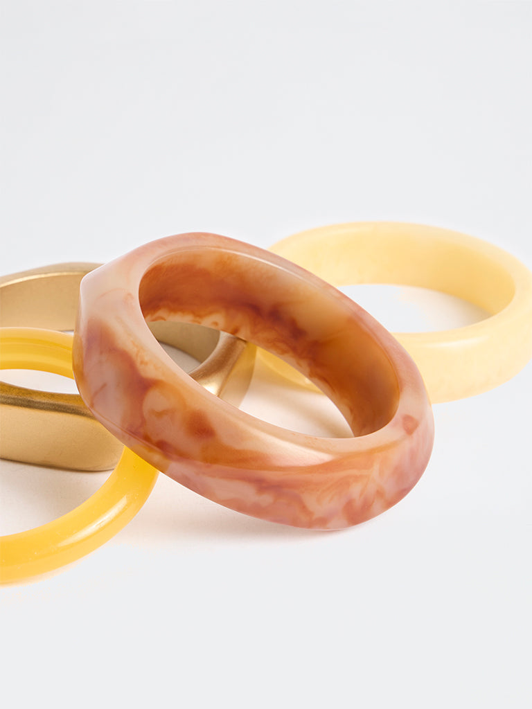 Westside Accessories Multicolour Resin and Metal Bangles - Pack of 4