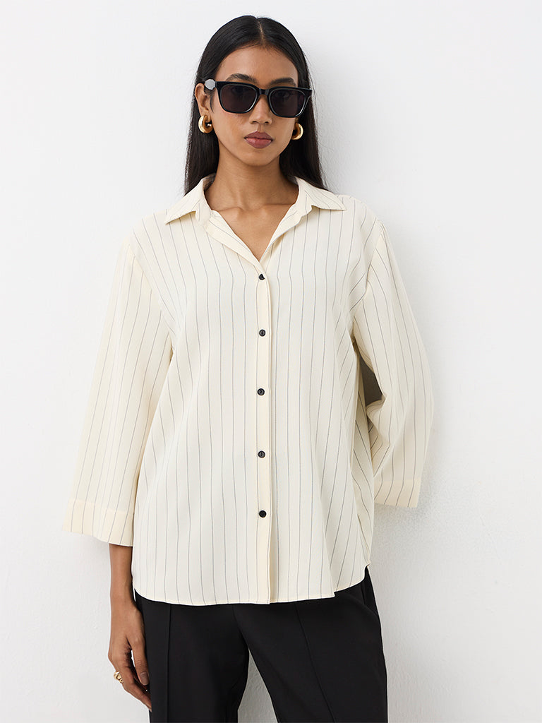Wardrobe Ivory Striped Shirt