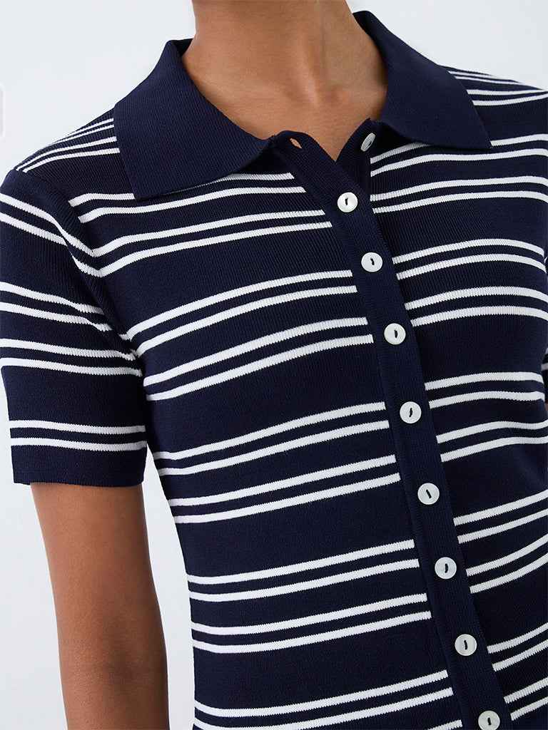 Wardrobe Navy Striped Cardigan