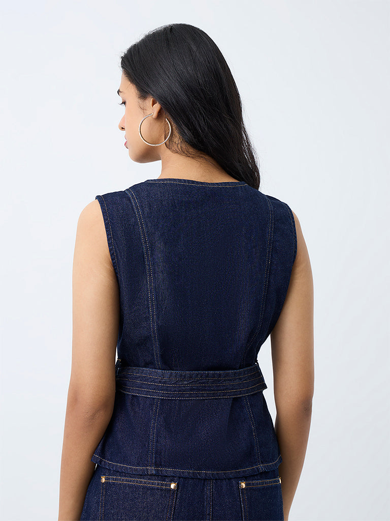 LOV Dark Blue Denim Top with Belt