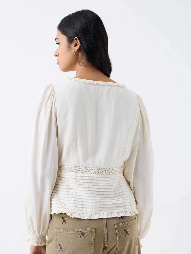 LOV Cream Broderie Anglaise Blouse