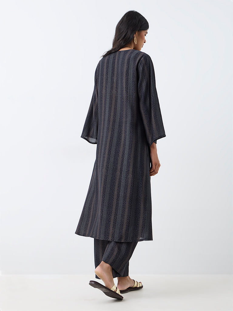 Utsa Black Zari Embroidered A-Line Kurta