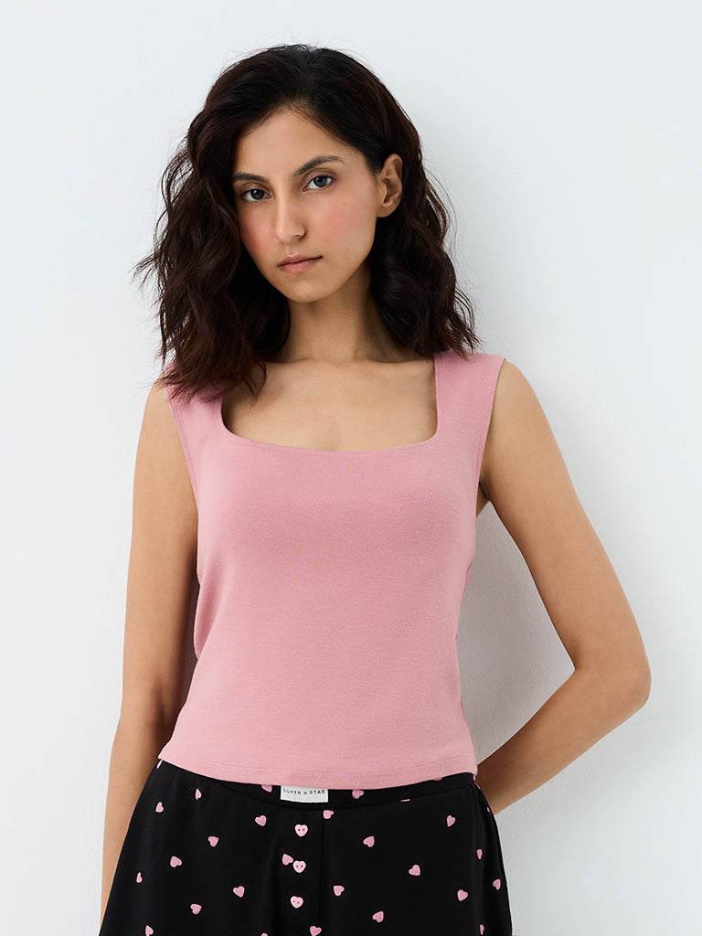 Superstar Pink Cotton-Blend Tank Top