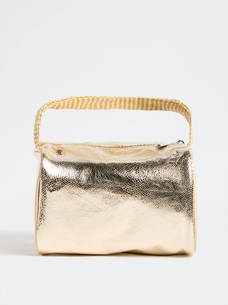 Studiowest Gold Textured Rectangular Metallic Pouch - Large