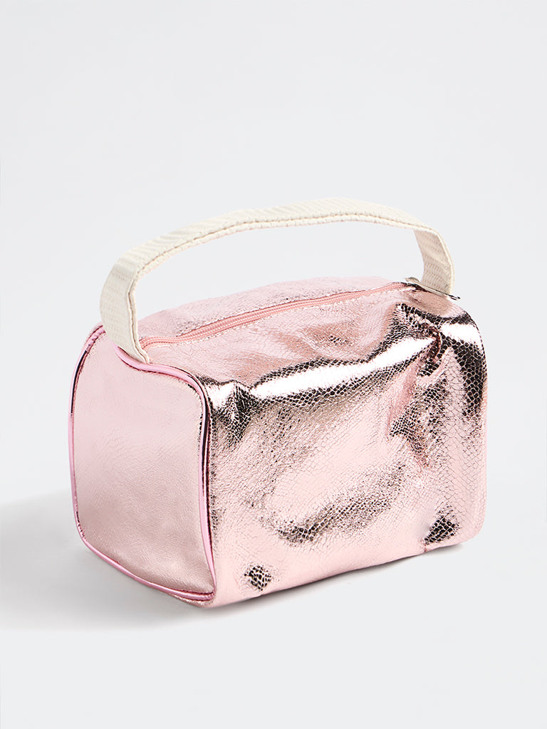 Studiowest Pink Textured Rectangular Metallic Pouch - Large