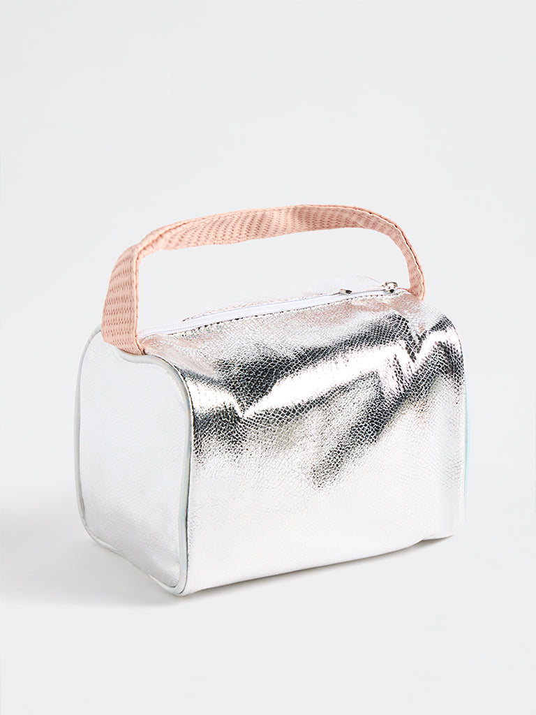 Studiowest Silver Textured Rectangular Metallic Pouch - Large