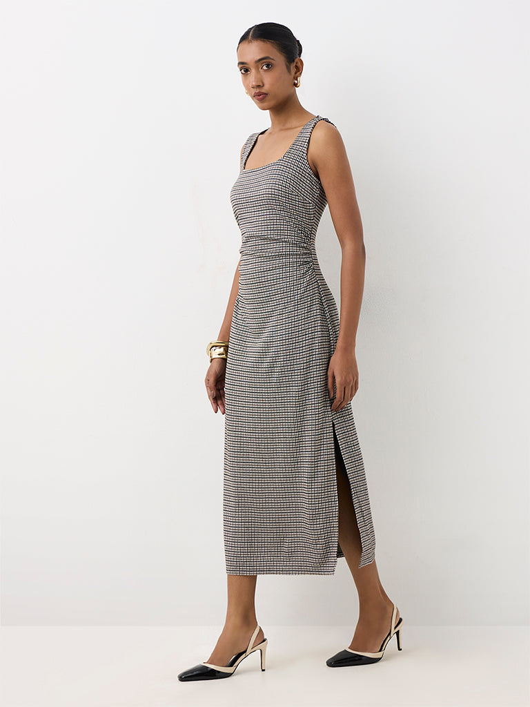 Wardrobe Multicolour Houndstooth Checkered Sheath Dress