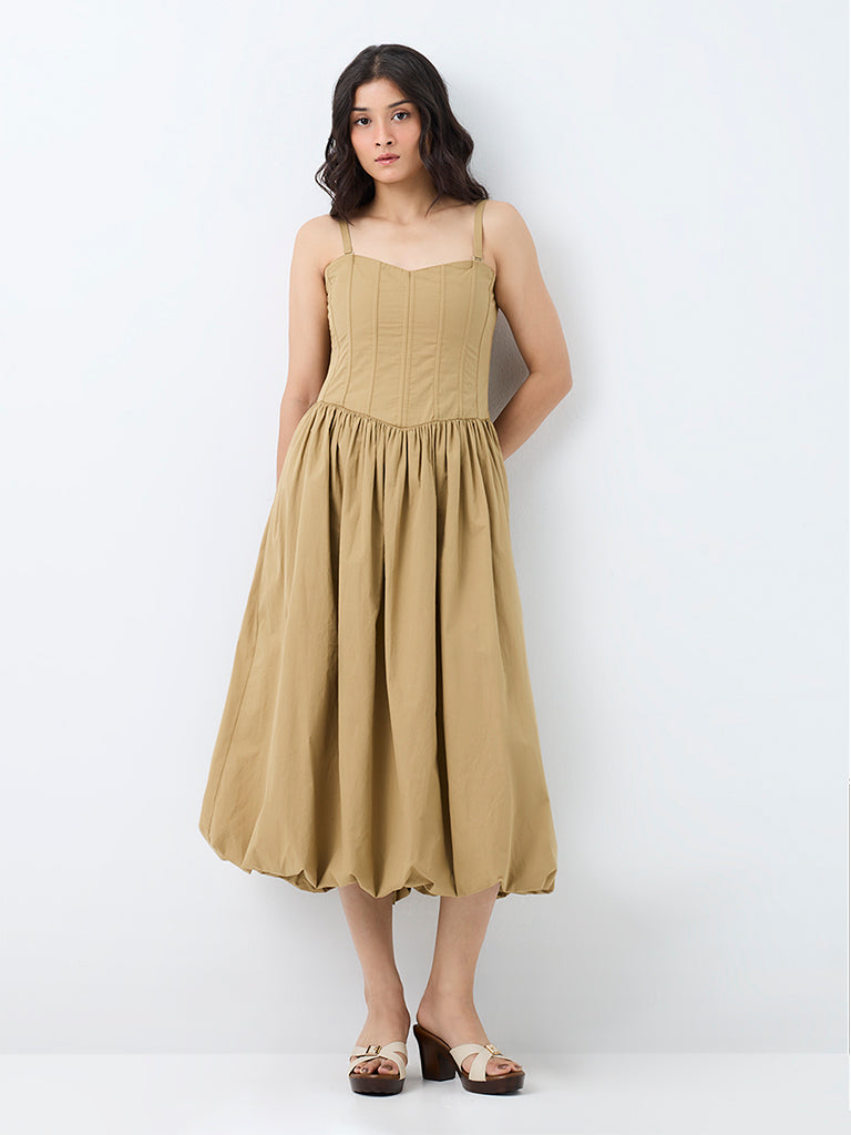 LOV Beige Cotton Tube Bubble Dress