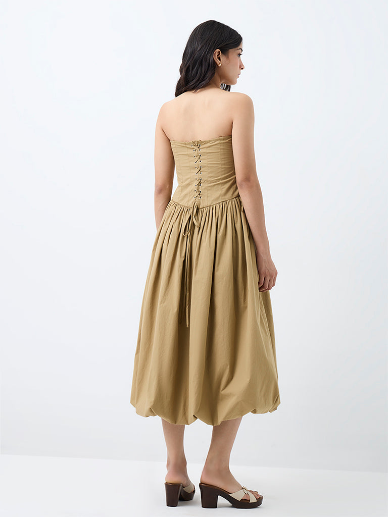 LOV Beige Cotton Tube Bubble Dress