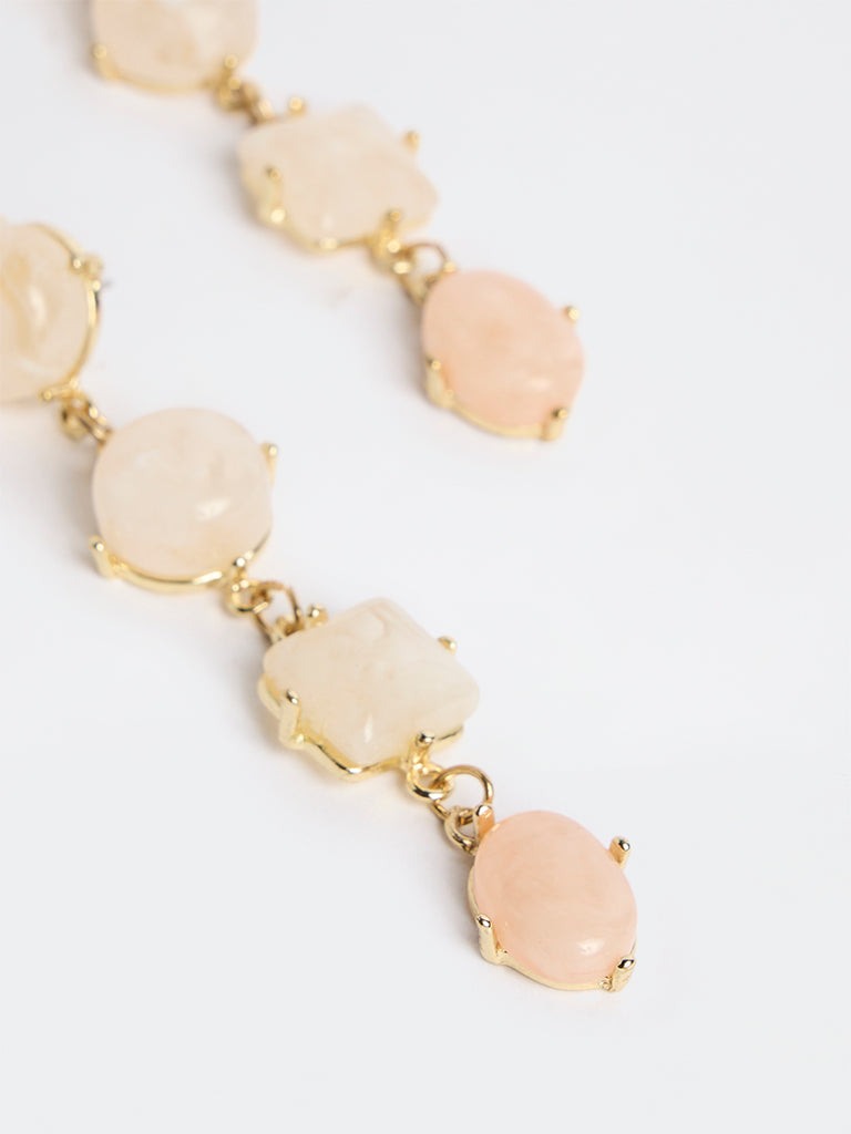 Westside Accessories Pink and Gold Statement Dangler Earrings