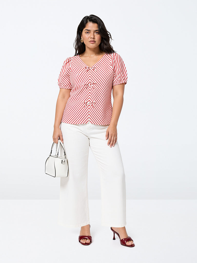 Gia Red Chevron Pattern Top