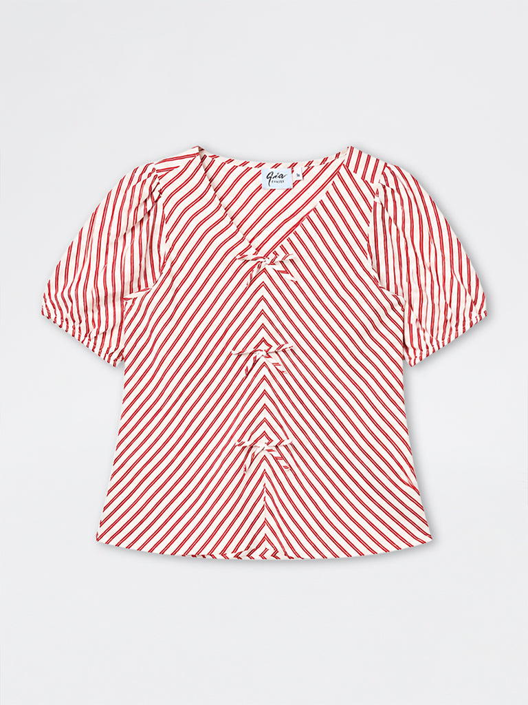 Gia Red Chevron Pattern Top