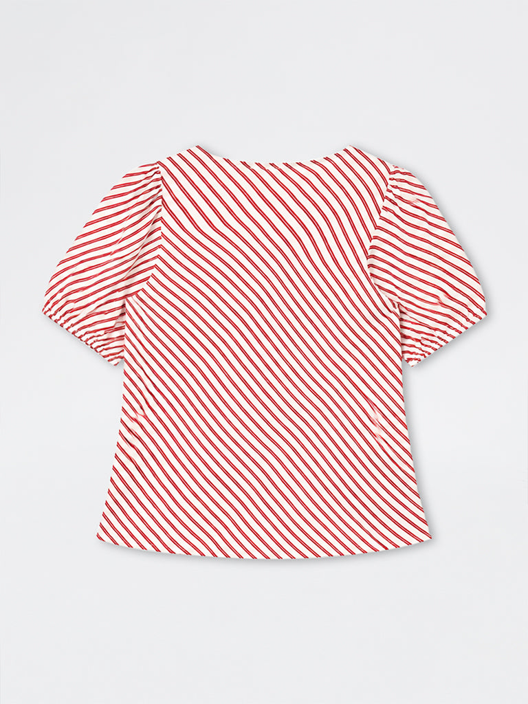 Gia Red Chevron Pattern Top