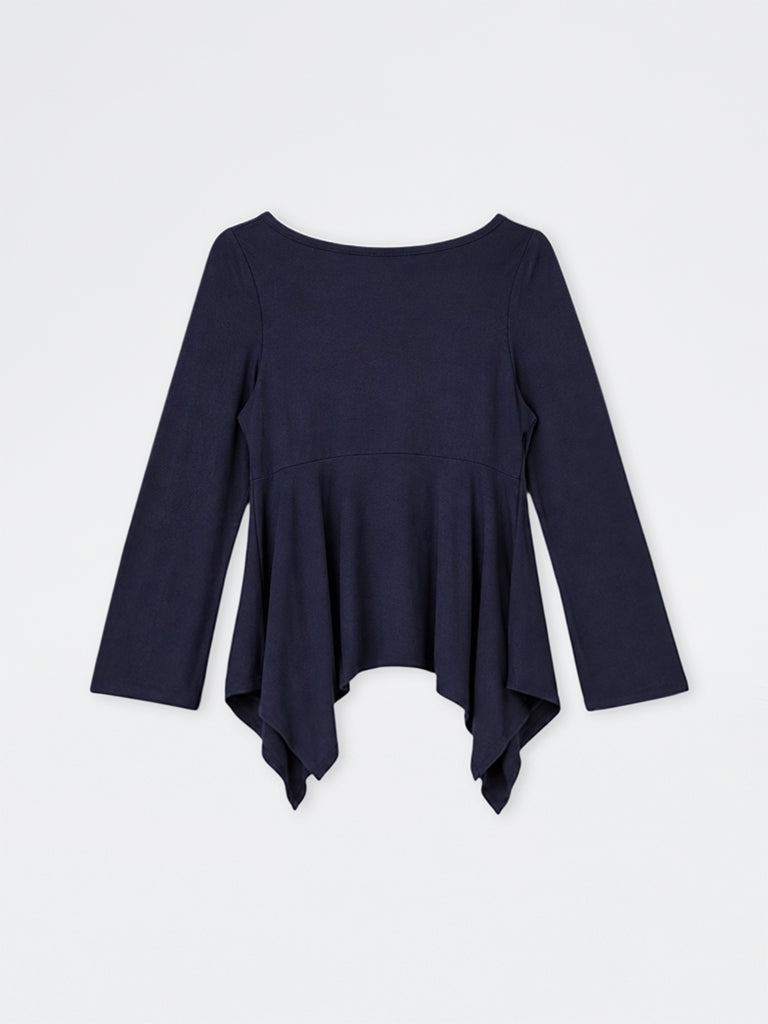 Gia Navy Solid Asymmetrical Top