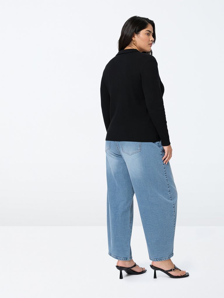 Gia Blue Wash High-Waist Barrel Jeans