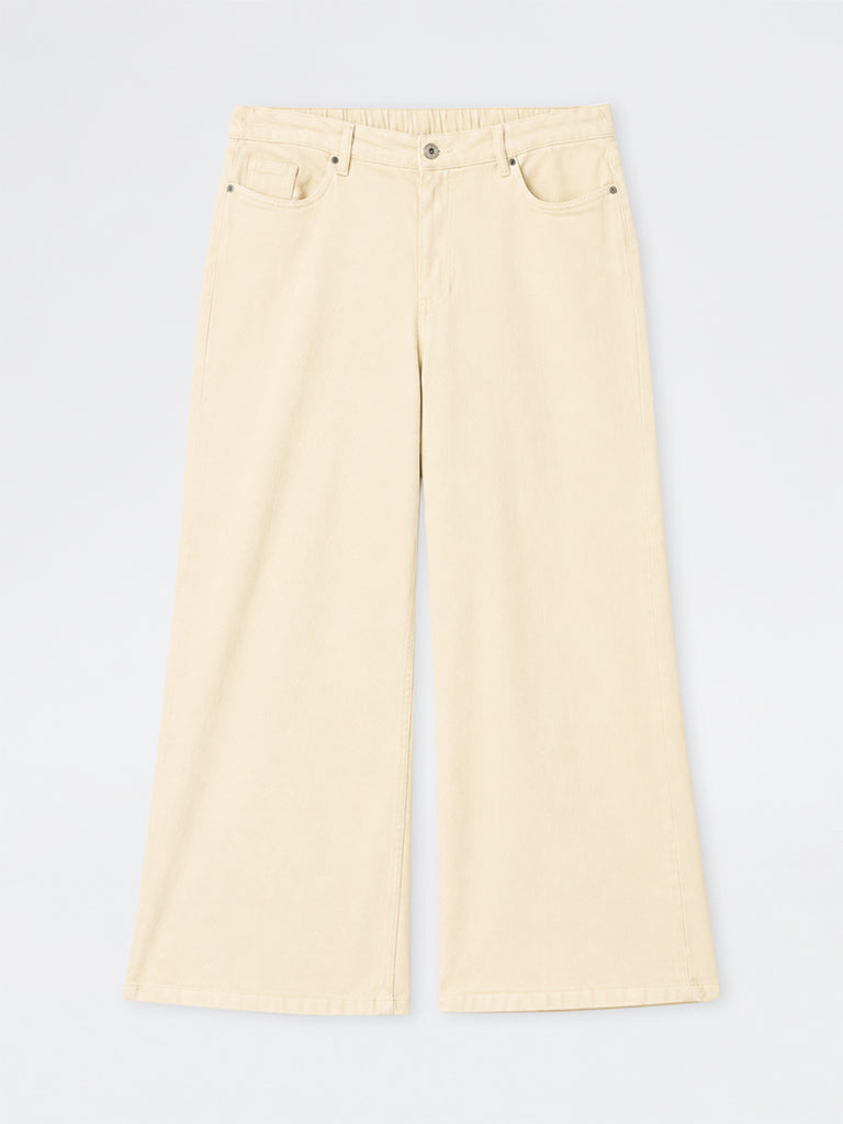 Gia Cream Straight-Leg High-Waist Jeans