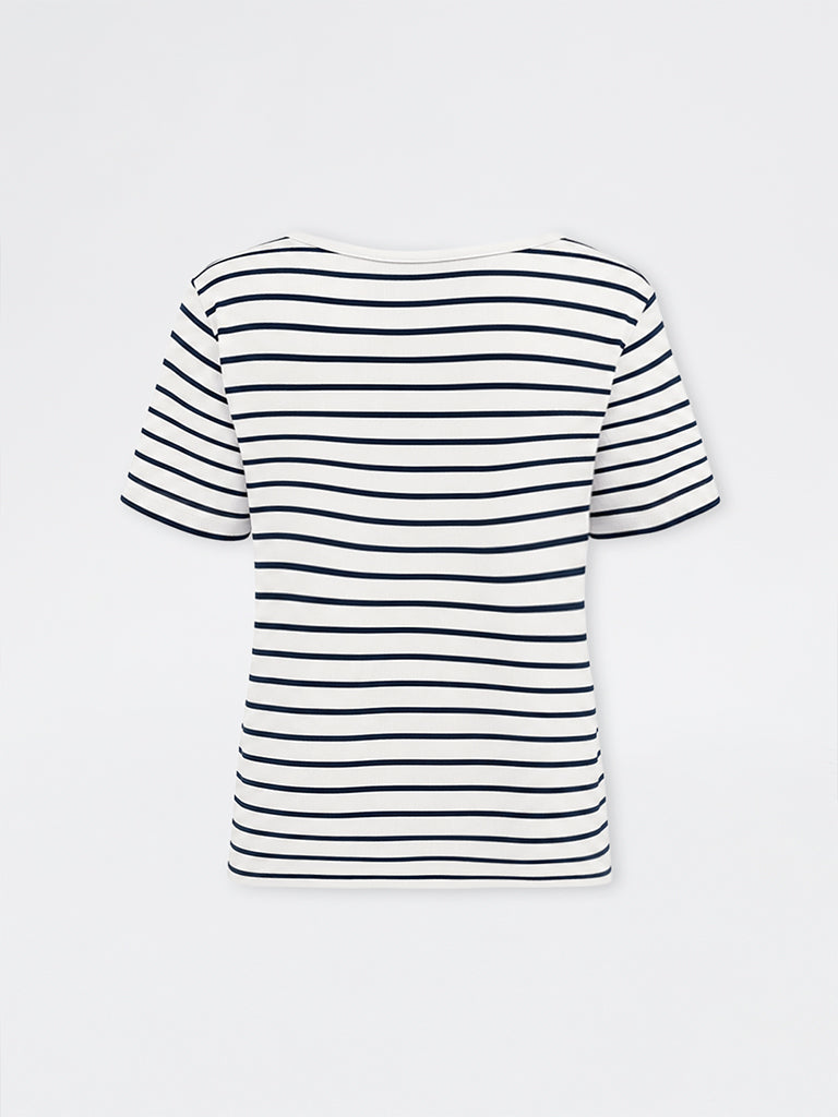 Gia White Striped Cotton-Blend T-Shirt