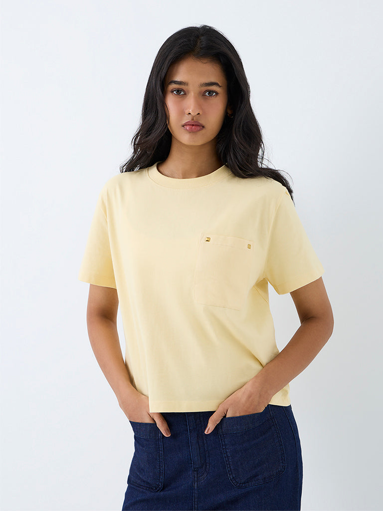 LOV Light Yellow Cotton T-Shirt