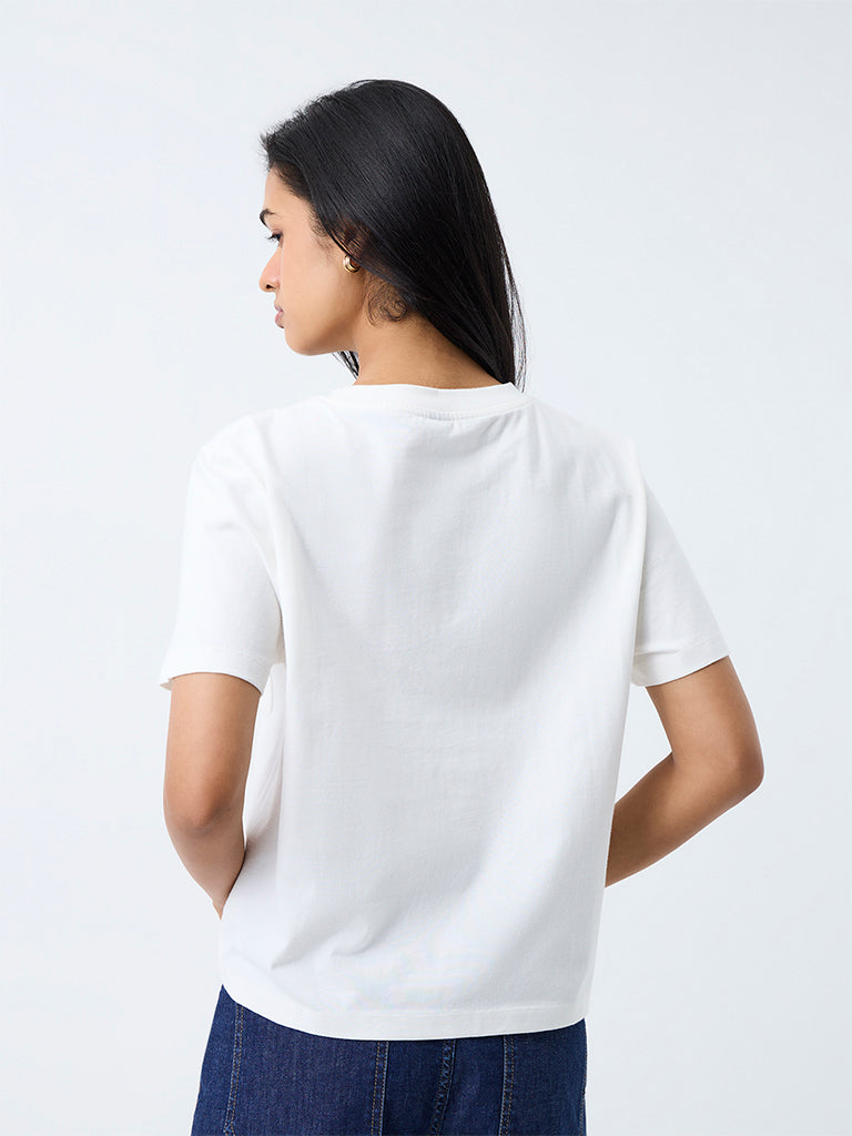 LOV White Cotton T-Shirt