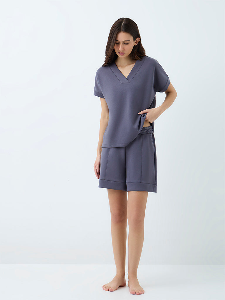 Wunderlove Charcoal Solid High-Rise Shorts