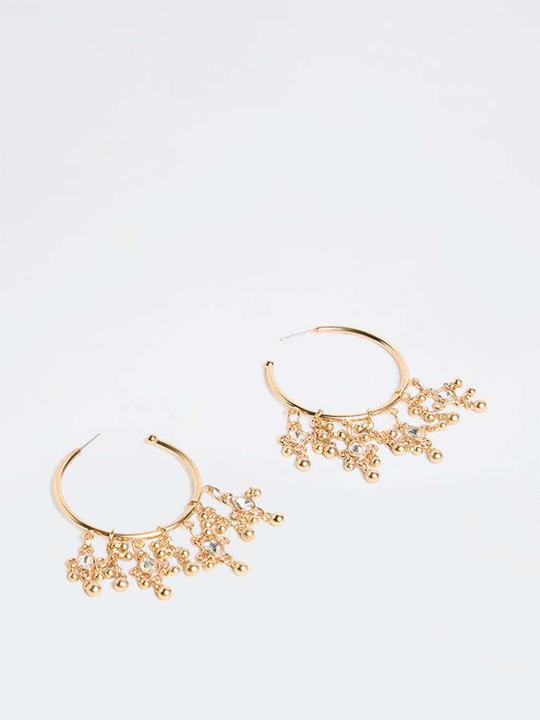 Westside Accessories Gold Dangling Charms Hoop Earrings