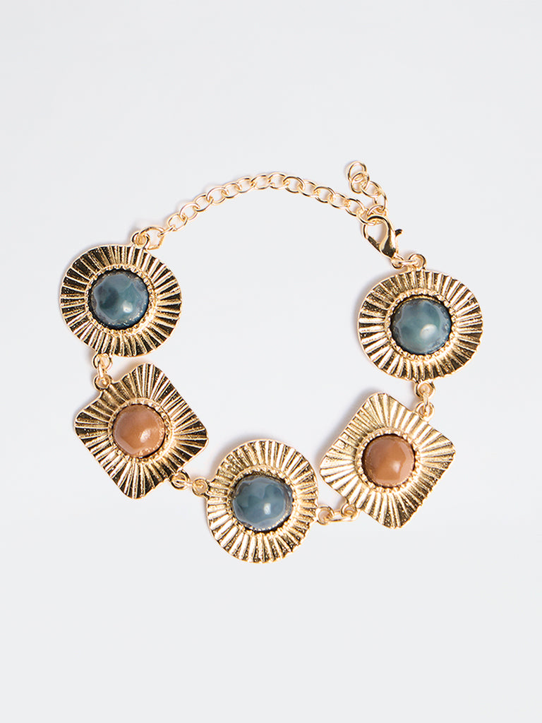 Westside Accessories Gold Geometric Multi-Stone Link Bracelet