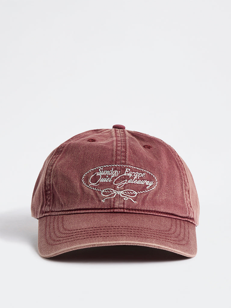 Westside Accessories Rust Washed Text Embroidered Cap