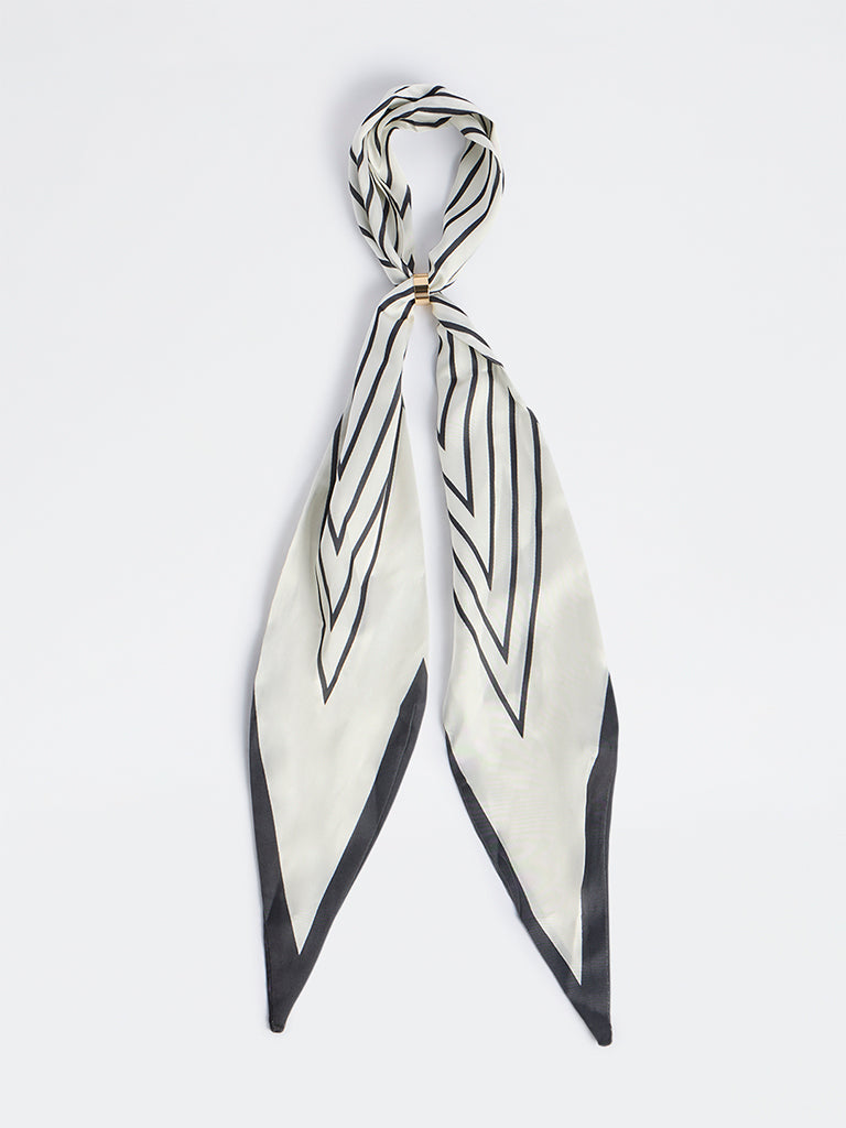 Westside Accessories Black and White Stripe Printed Neck Scarf
