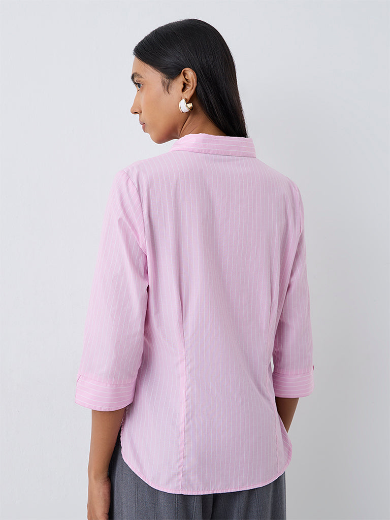 Wardrobe Pink Striped Cotton-Blend Shirt