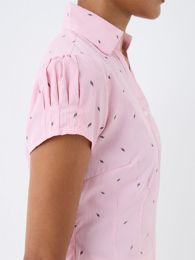 Wardrobe Pink Printed Cotton-Blend Shirt