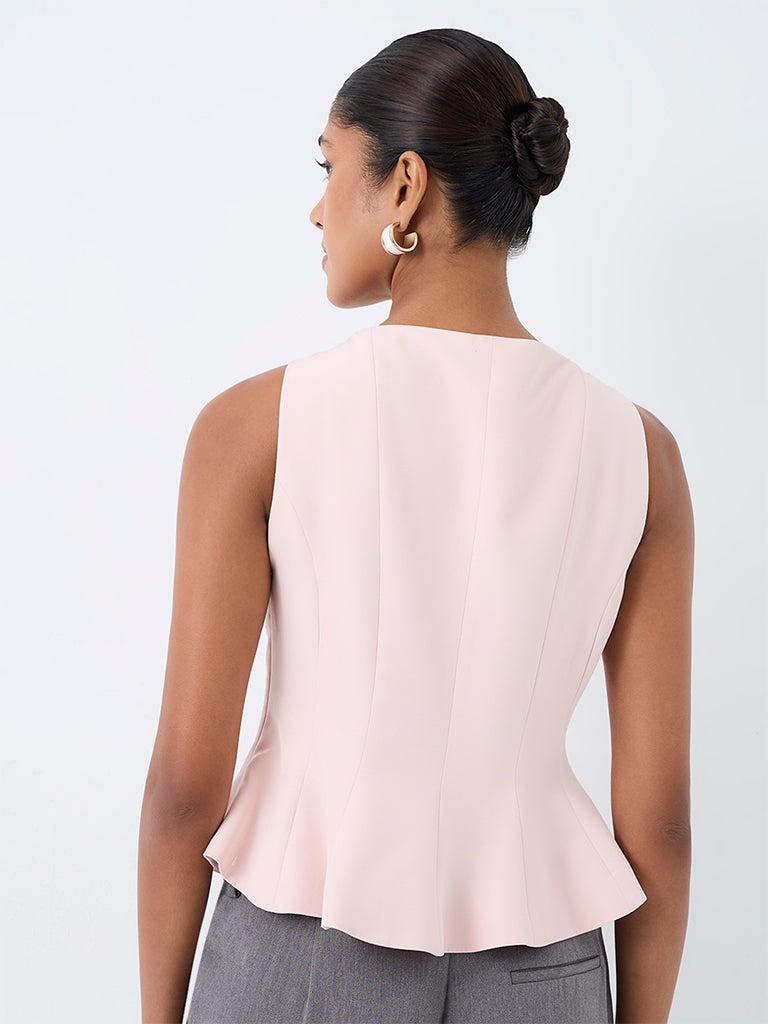 Wardrobe Light Pink Solid Peplum Top