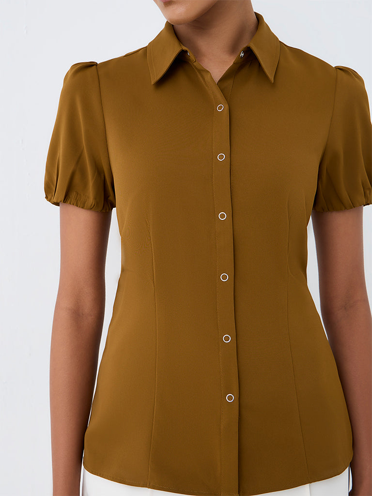Wardrobe Brown Solid Shirt