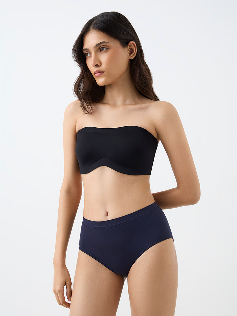 Wunderlove Navy Solid Seamfree Full Briefs