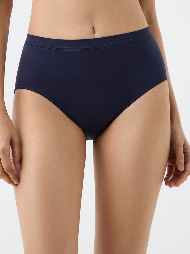 Wunderlove Navy Solid Seamfree Full Briefs