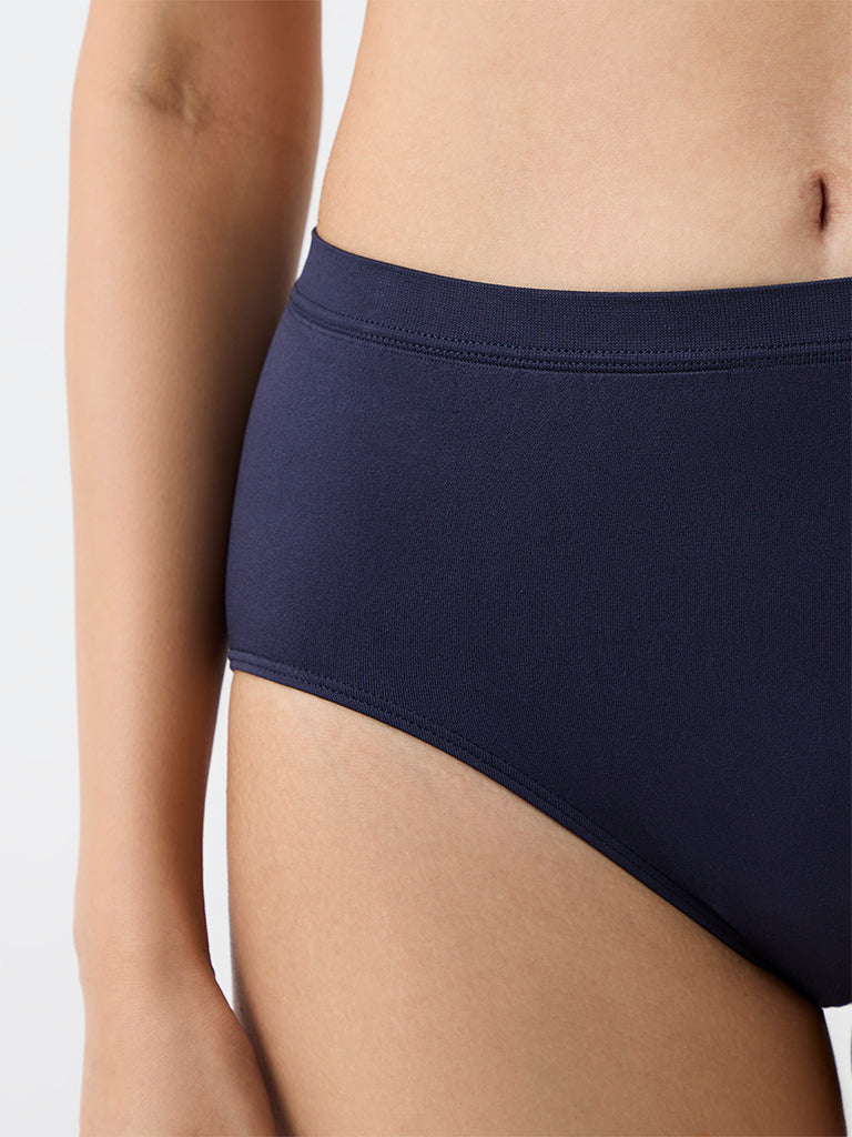 Wunderlove Navy Solid Seamfree Full Briefs