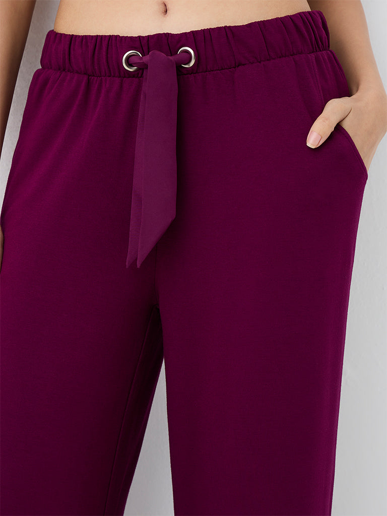 Wunderlove Plum Solid High-Rise Pants