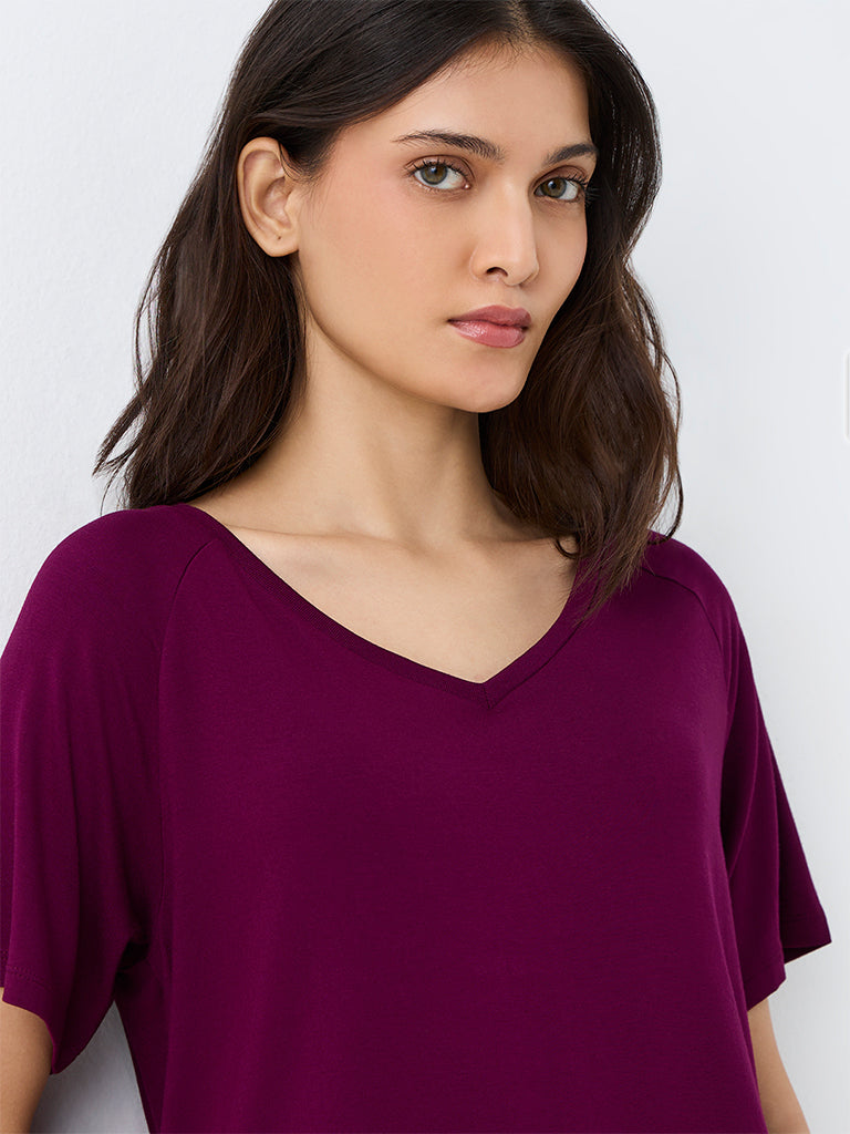Wunderlove Plum Solid T-Shirt