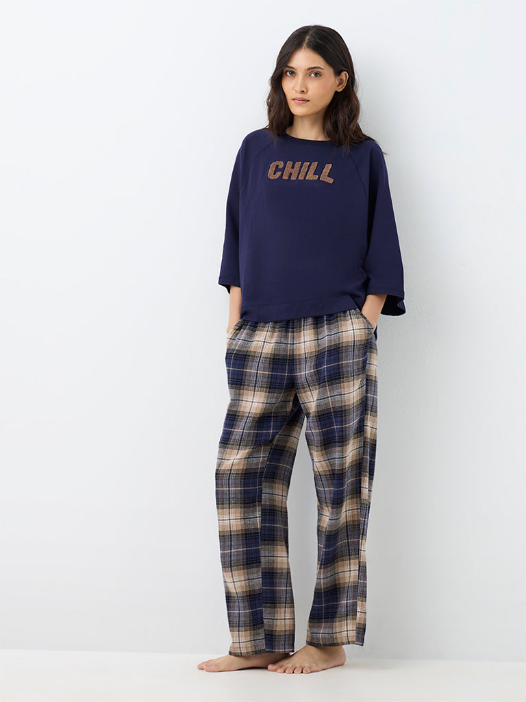 Wunderlove Navy Typographic T-Shirt