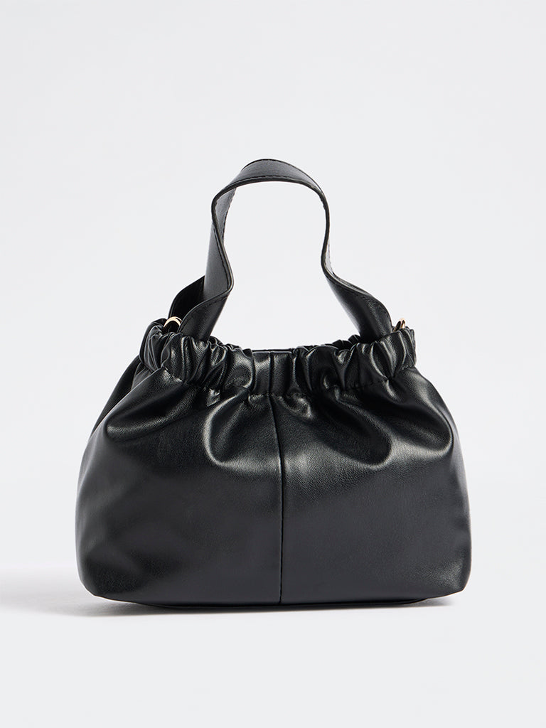 Westside Black Ruched Crossbody Sling Bag