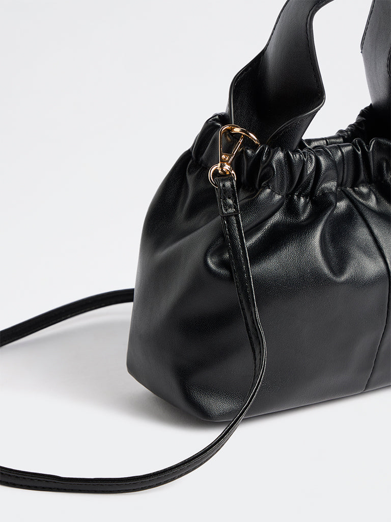 Westside Black Ruched Crossbody Sling Bag