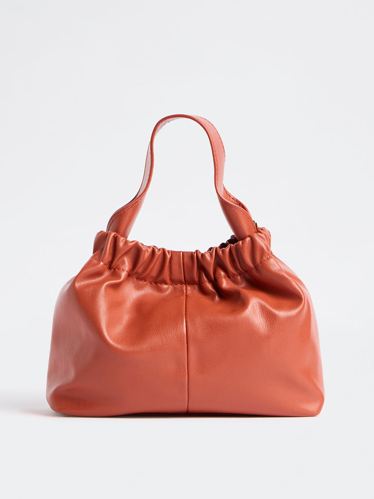 Westside Orange Ruched Crossbody Sling Bag