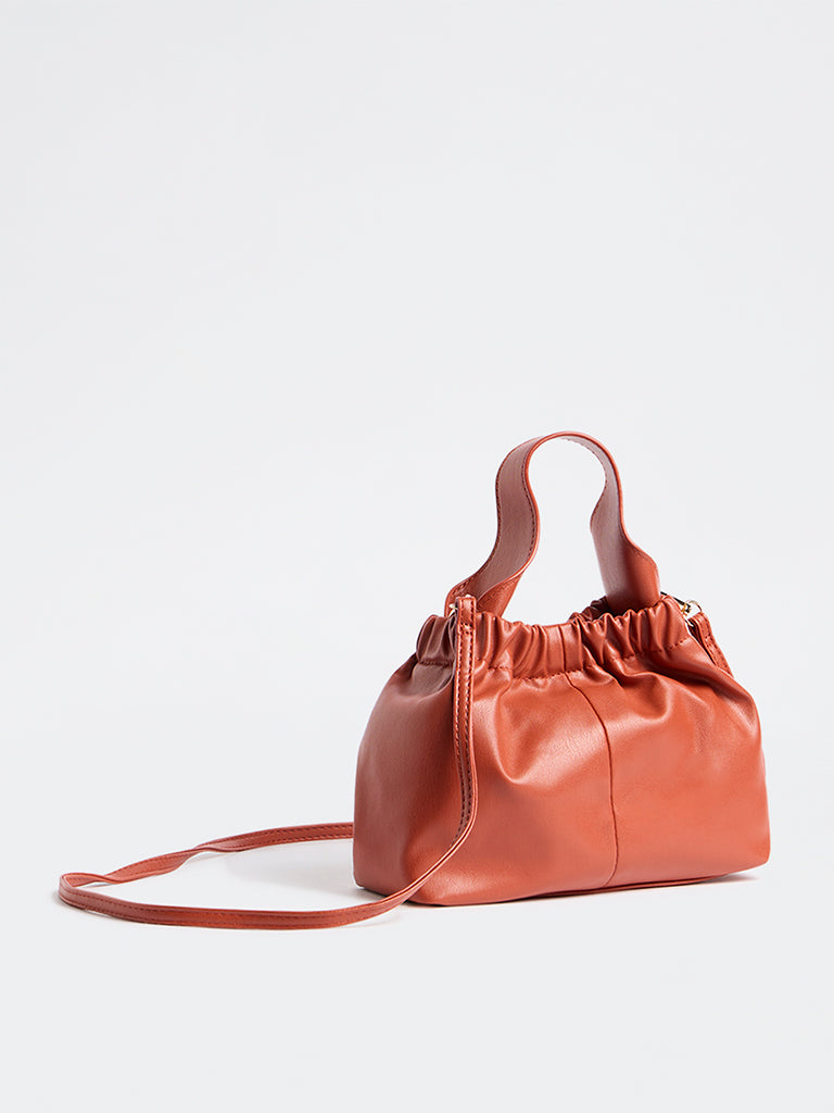 Westside Orange Ruched Crossbody Sling Bag