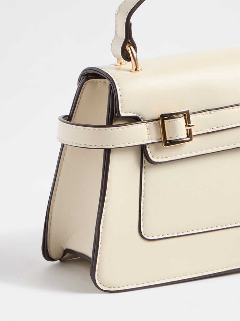 Westside Ivory Buckle-Detail Trapezium Crossbody Sling Bag
