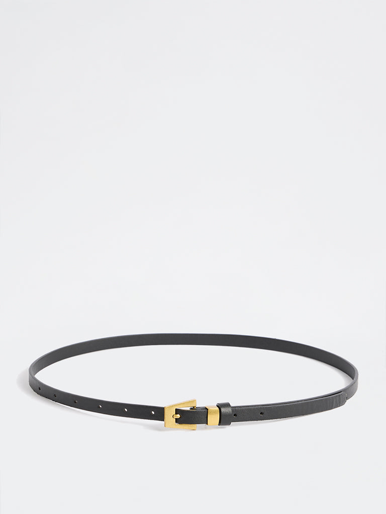 Westside Accessories Black Textured Trapezium Buckle Belt
