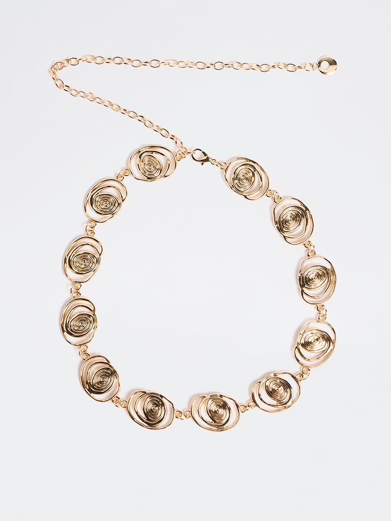 Westside Accessories Gold Metal Spiral Charm Link Belt